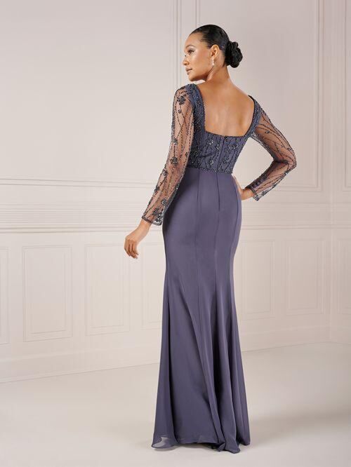 Adrianna Papell 40444 Square Neck Illusion Sleeve Dress