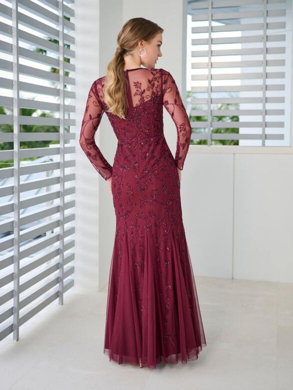 Adrianna Papell 40469 Godet Skirt Illusion Sleeve Dress - Stock Only