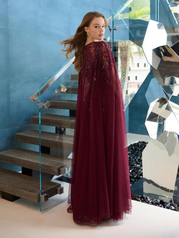 Adrianna Papell 40476 Sheer Beaded Cape - Stock Only