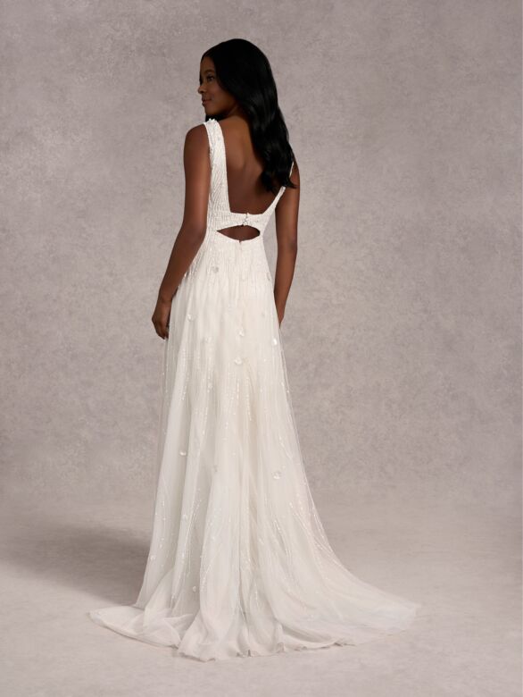 Adrianna Papell 40414 Square Back V-Neck Bridal Dress