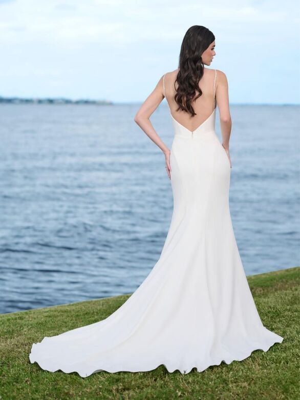 Adrianna Papell 45001 Cowl Neck Beaded Straps Wedding Dress