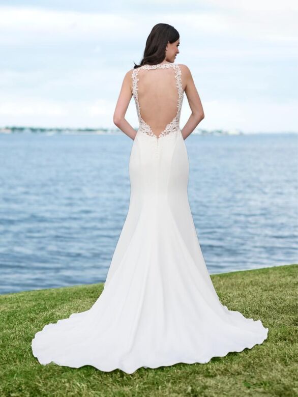 Adrianna Papell 45003 Cutout Back Jewel Neck Wedding Dress