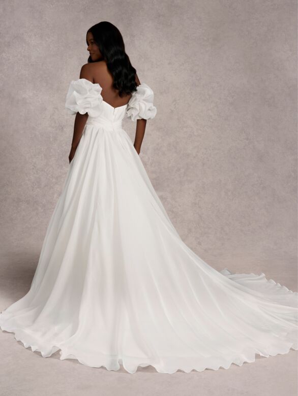 Adrianna Papell 31255 Removable Sleeve Ruched Bodice Wedding Dress