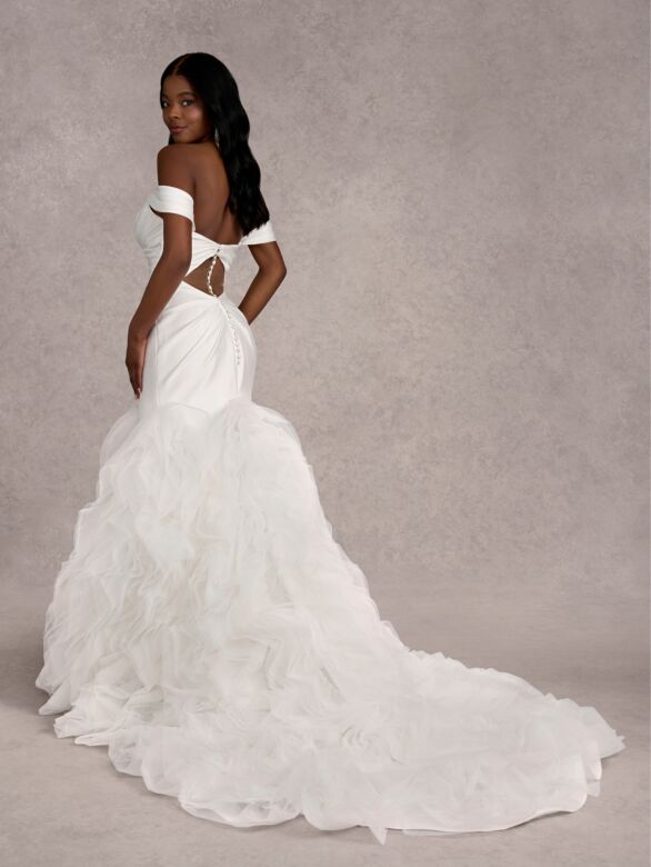 Adrianna Papell 31256 Ruffle Skirt Illusion Back Wedding Dress