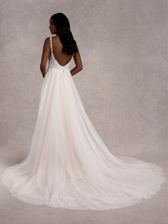 Adrianna Papell 31258 Bow Strap Front Slit Wedding Gown