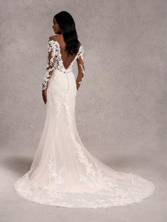 Adrianna Papell 31260 Illusion Sleeve Open Back Bridal Dress