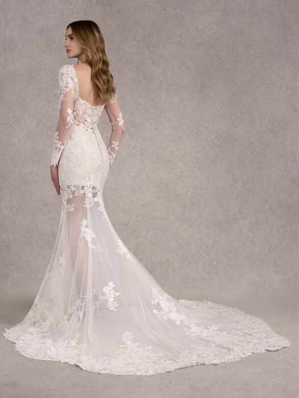 Adrianna Papell 31262 Sheer Skirt Detachable Sleeve Bridal Dress