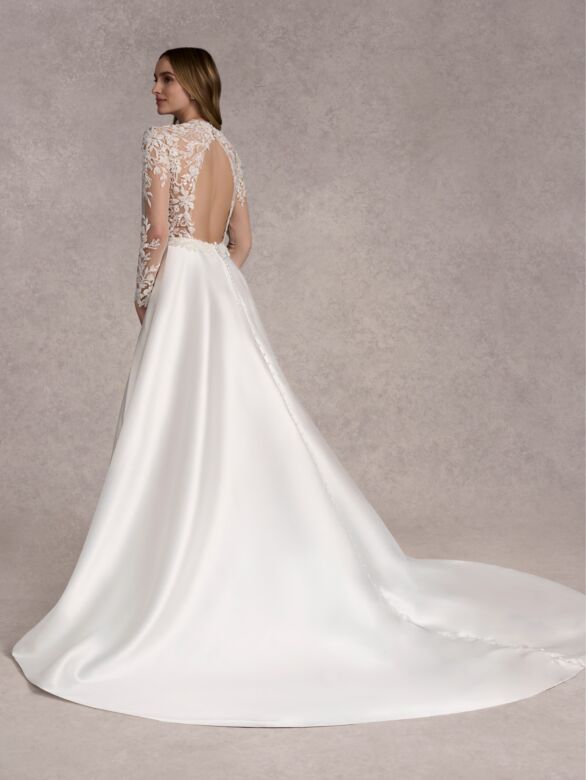 Adrianna Papell 31266 High Neck Cutout Back Wedding Dress
