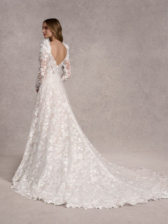 Adrianna Papell 31270 Square Neckline Long Sleeve Wedding Gown