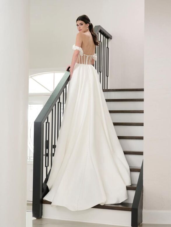 Adrianna Papell 31291 Applique Strap Corset Back Wedding Dress