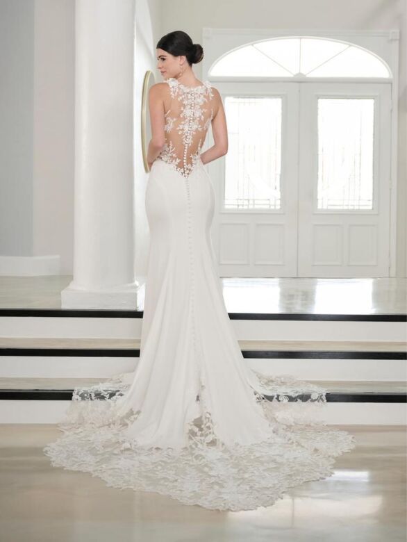 Adrianna Papell 31294 Illusion Back Petal Train Wedding Dress