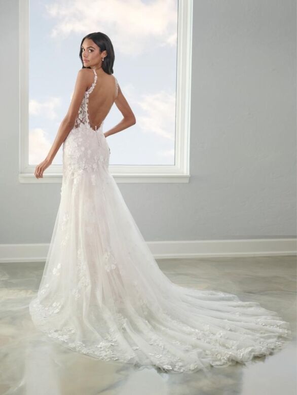 Adrianna Papell 31304 Scoop Back Plunging Neck Bridal Gown