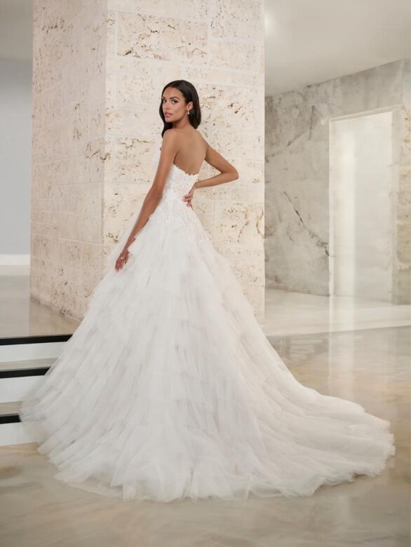 Adrianna Papell 31305 Ruffle Skirt Strapless Bridal Gown