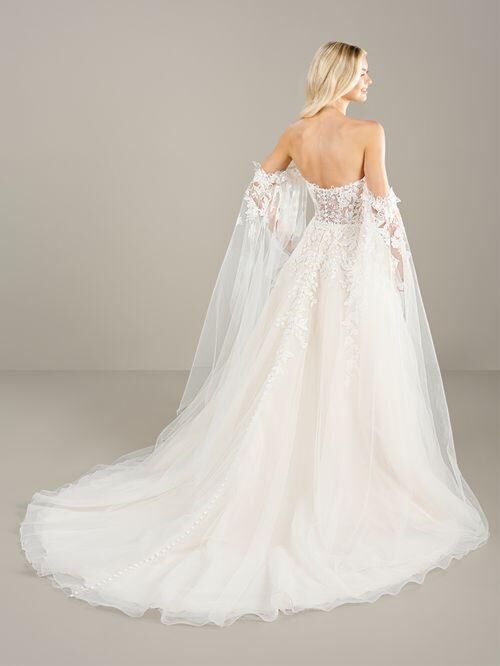 Adrianna Papell 31277 Removable Sleeve Illusion Bridal Gown