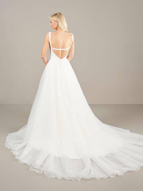 Adrianna Papell 31283 Strappy Back Organza Overskirt Bridal Dress