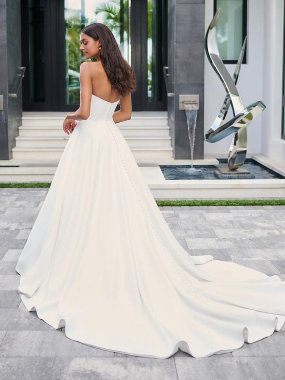 Adrianna Papell 31311 Beaded Bow Plunging Neck Wedding Dress