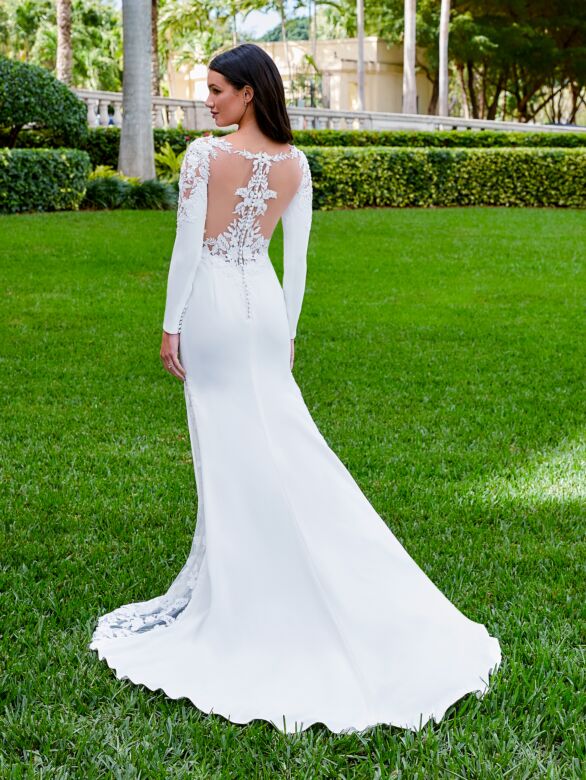 Adrianna Papell 31200 Boat Neckline Long Sleeve Wedding Dress