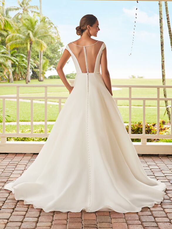 Adrianna Papell 31213 Illusion Neckline Sheer Back Bridal Dress