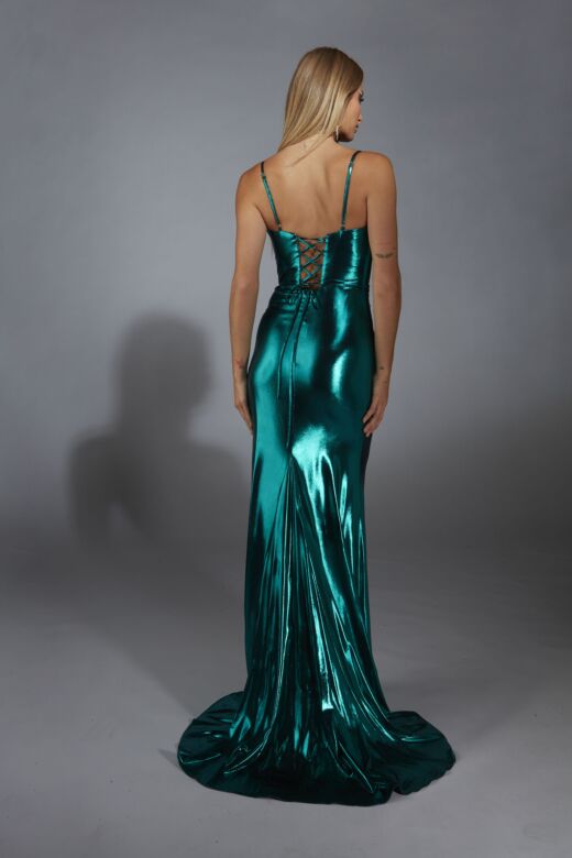Aerie Couture 320 Cowl Neckline Metallic Dress