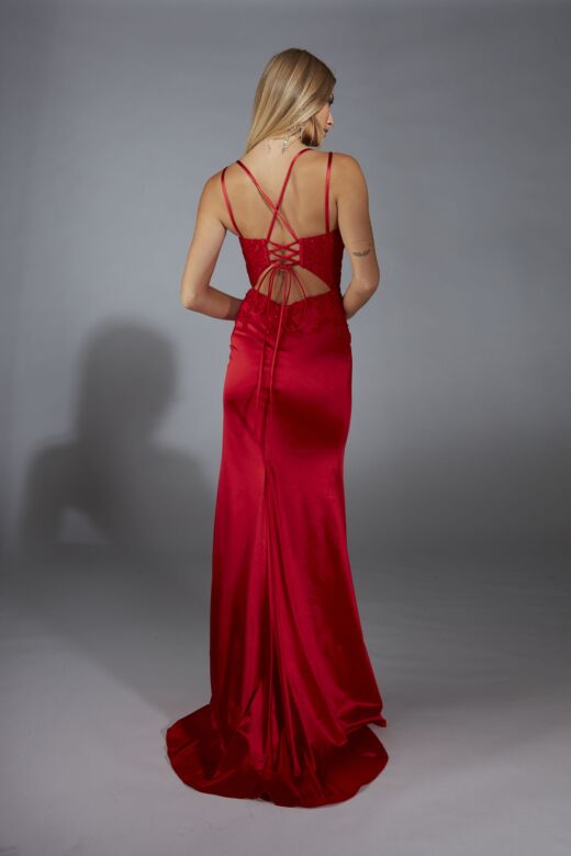 Aerie Couture 335 Beaded Bodice Plunging Neckline Dress