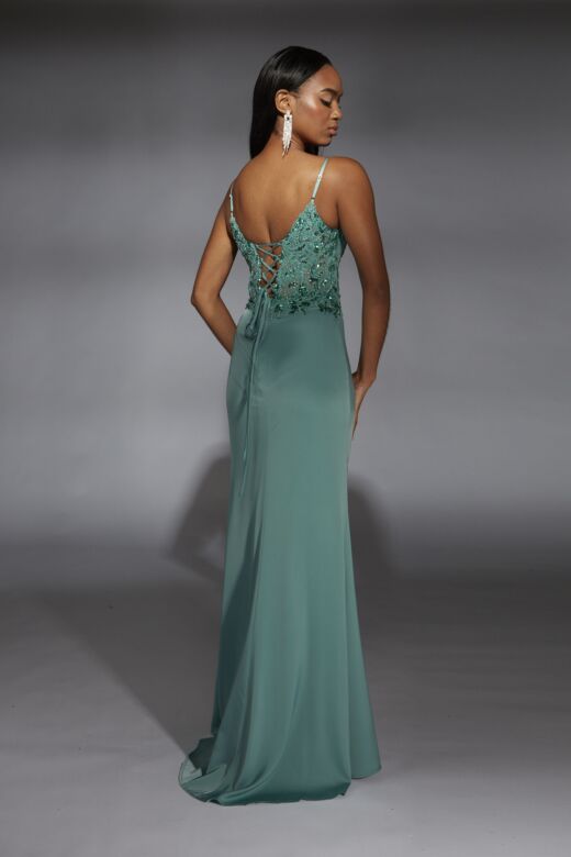 Aerie Couture 369 Beaded Bodice Plunging Neck Dress