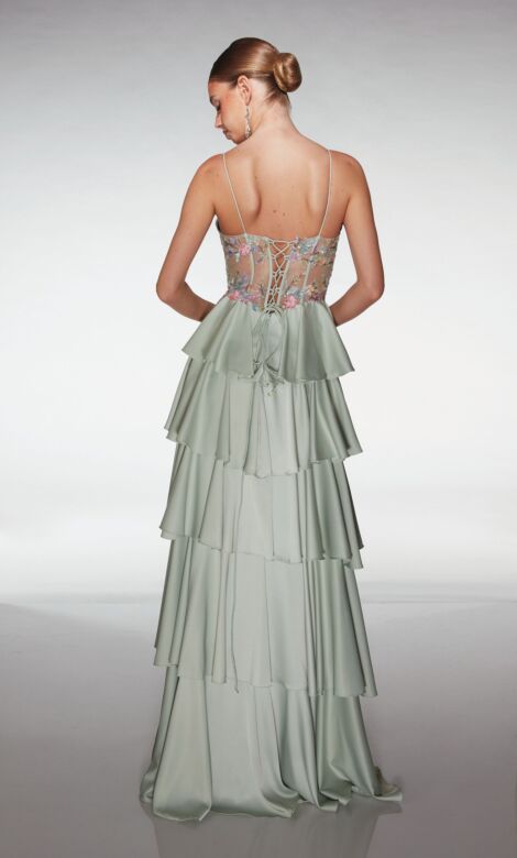 Aerie Couture 403 Ruffle Tiered Skirt Lace-Up Dress