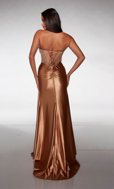Aerie Couture 425 Beaded Corset Bodice with Side Tail Dress