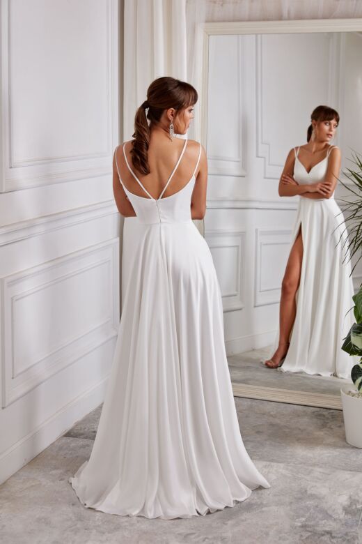 Aerie Couture 2002 Slit Skirt Double Strap Wedding Dress