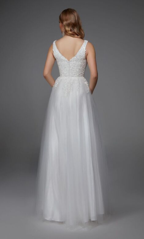 Alyce Paris 140092 Applique Bodice V-Neck Bridal Dress