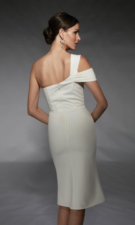 Alyce Paris 70054 Cold-Shoulder Asymmetric Neck Bridal Dress