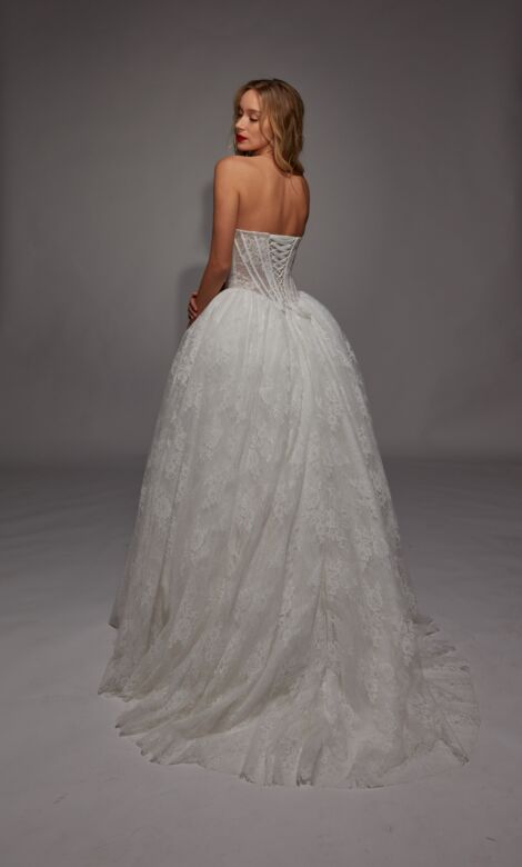 Alyce Paris 7149 Basque Waist High Slit Wedding Gown