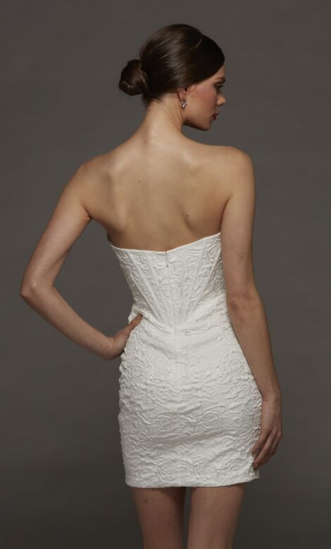 Alyce Paris 70095 Curved Neck Fitted Jacquard Short Bridal Dress