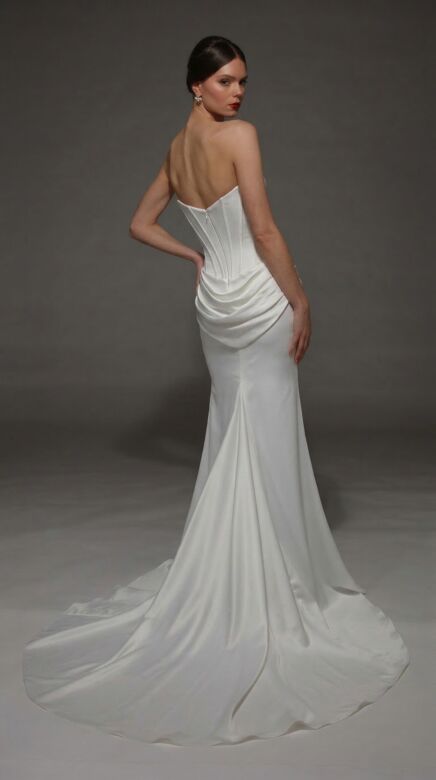 Alyce Paris 7170 Strapless Fitted Draped Satin Wedding Dress