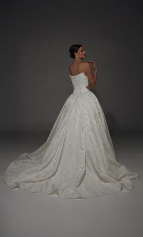 Alyce Paris 7174 Scoop Neck Jacquard Removable Sleeve Wedding Dress