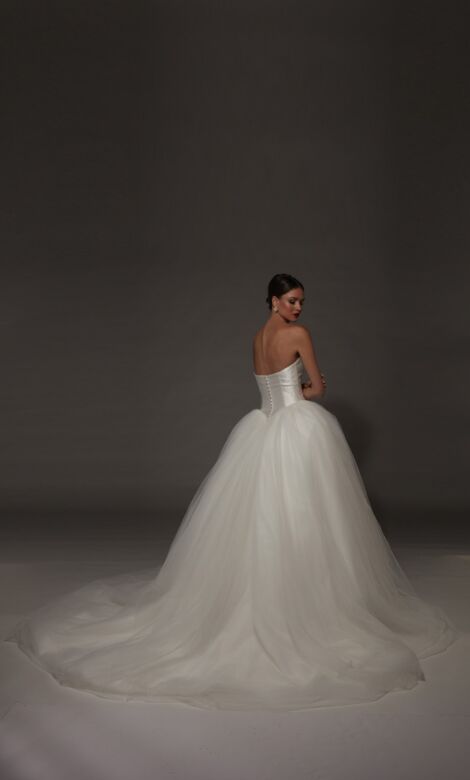 Alyce Paris 7182 Strapless Straight Neck Tulle Skirt Wedding Gown