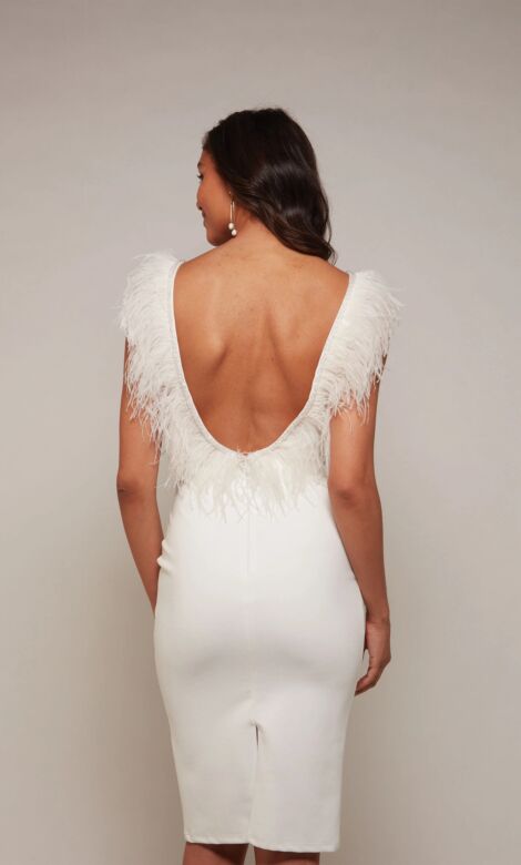 Alyce Paris 70033 Feather Neckline Open Back Wedding Dress