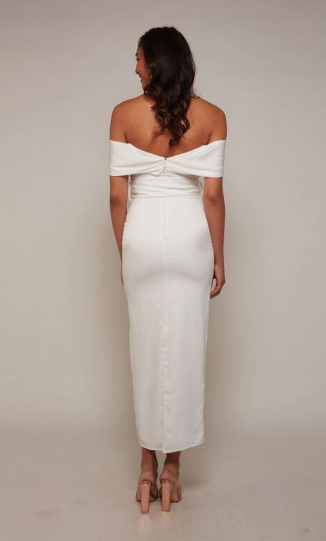 Alyce Paris 70041 Buckle Belt Tea-Length Bridal Dress