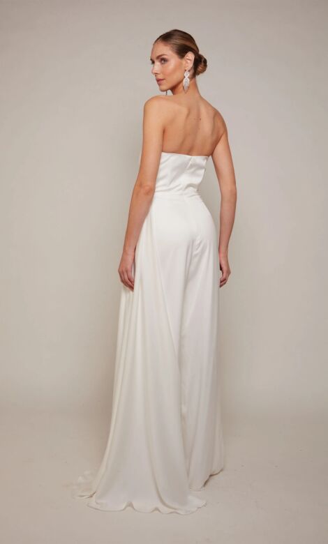 Alyce Paris 70050 Draped Bodice Strapless Wedding Jumpsuit