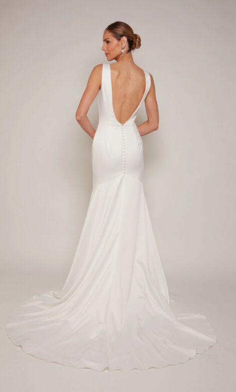 Alyce Paris 7091 Front Slit Plunging Neck Wedding Gown
