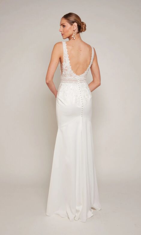 Alyce Paris 7097 Detachable Overskirt Lace Bodice Bridal Dress