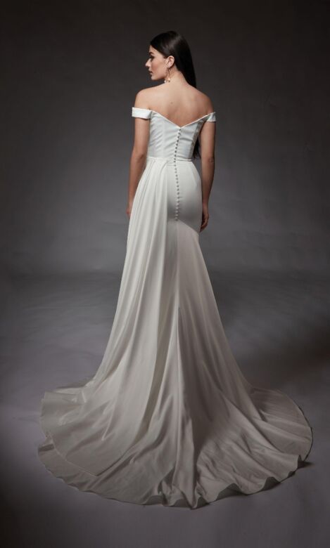 Alyce Paris 7098 Side Train Off The Shoulder Bridal Dress