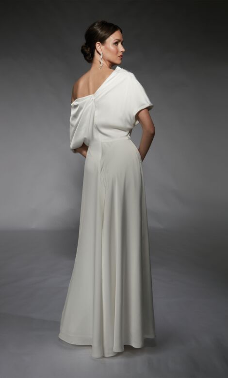 Alyce Paris 70072 Drape Asymmetric Neck Wide-Leg Wedding Jumpsuit