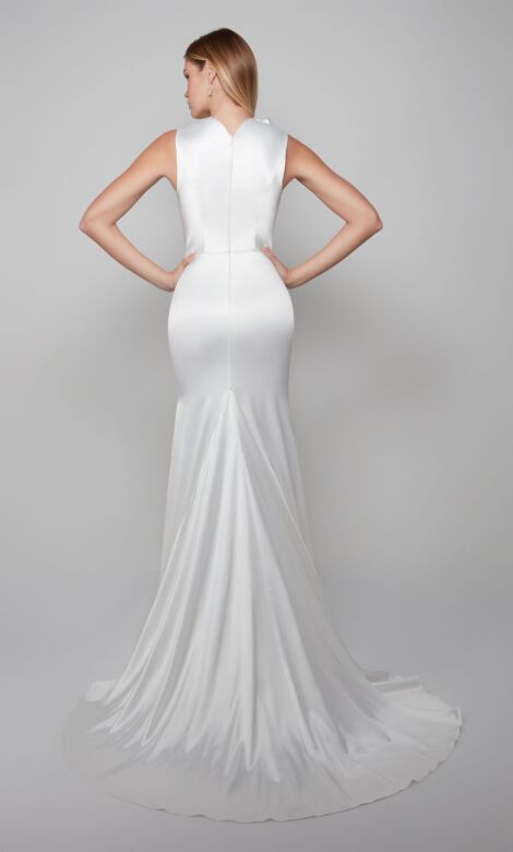 Alyce Paris 7067 Cowl Neck Fit And Flare Bridal Dress