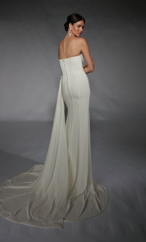 Alyce Paris 7105 Cowl Neck Side Streamer Bridal Dress