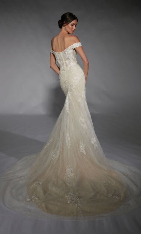 Alyce Paris 7118 Off-The-Shoulder Fit And Flare Bridal Gown