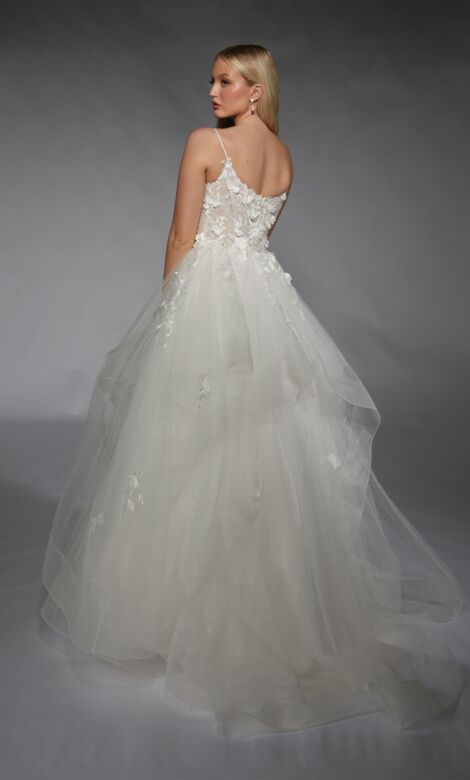 Alyce Paris 7131 Plunging Neck Flounce Skirt Wedding Dress