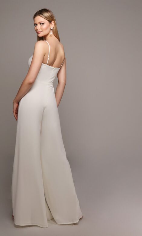 Alyce Paris 70022 Spaghetti Strap Wide-Leg Bridal Jumpsuit