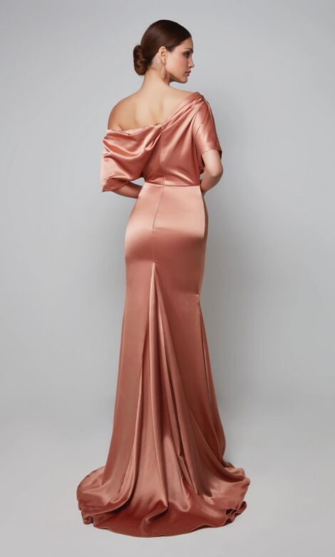 Alyce Paris 27560 Asymmetrical Neckline Draped Bodice Dress