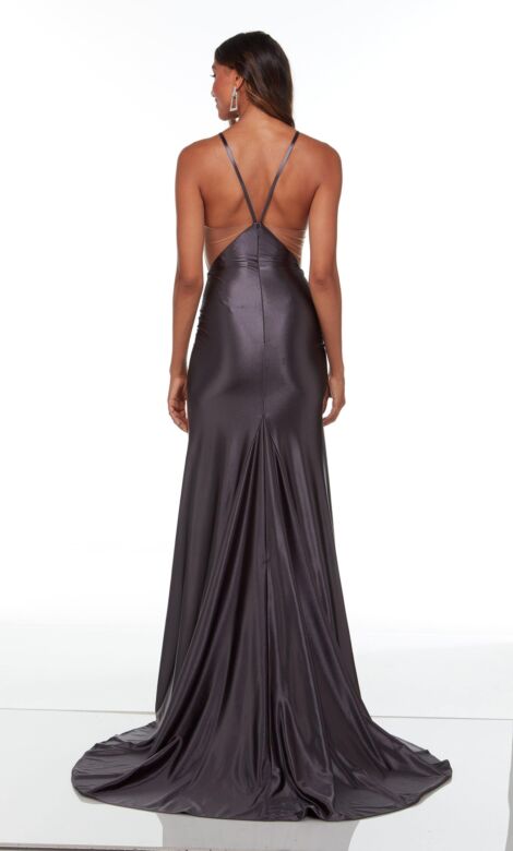 Alyce Paris 61161 Halter Neck Cutaway Slit Dress