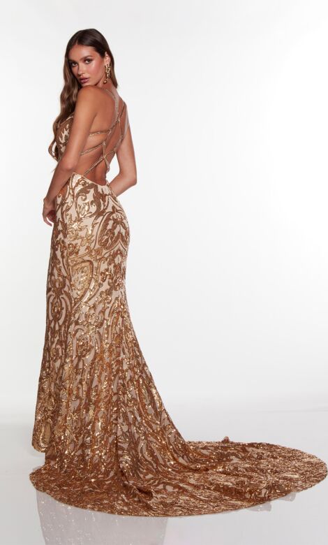 Alyce Paris 61412 Long Train Strappy Back Dress